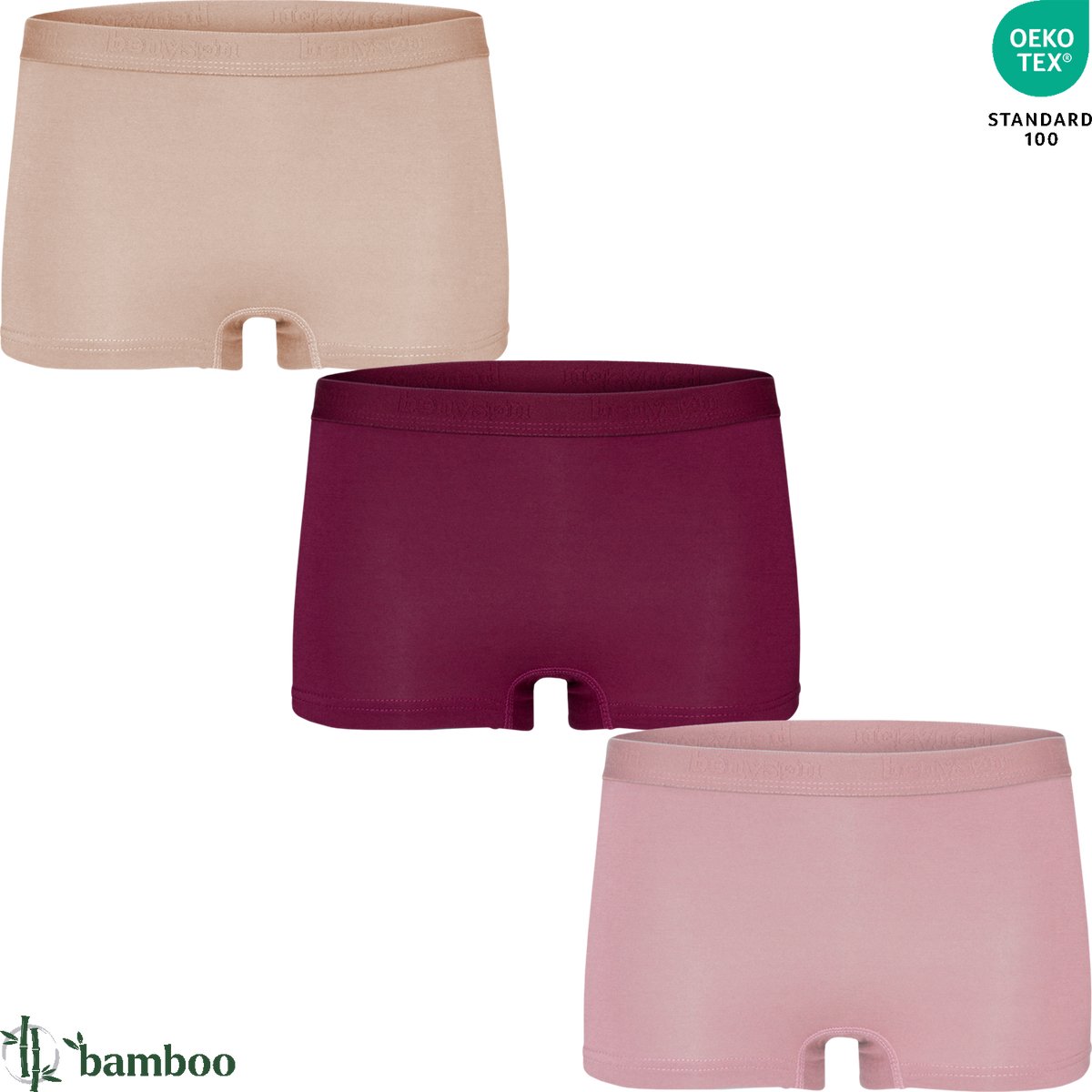 3-pack Dames Bamboe Boxershorts - Middelhoge Taille - Elastieken Band - Superzacht - Jeukvrij 7203-Mix maat M