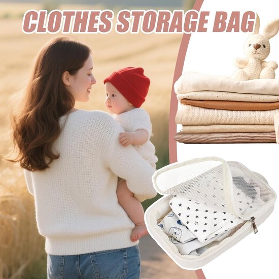 OIMG 2 stuks Baby Bag Organizer - Luiertas baby - verzorgingstas - Toilettas Was Storage case - Baby tas - Waterproof Travel Packing Case - Multiple Pockets - Compact Storage Solution-Voor Babykleding En Spullen Familie - wit van Merkloos — afbeelding 2