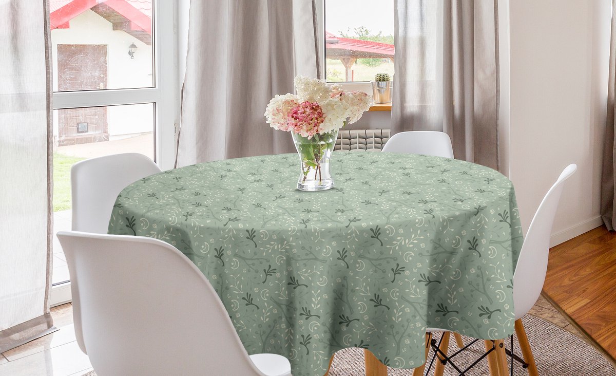 NewBed Kerstmis Ornamentale winterse elementen Ronde Tafelkleed, Cirkel Tafelkleed voor Eetkamer Keuken Decoratie, 150 cm Diameter