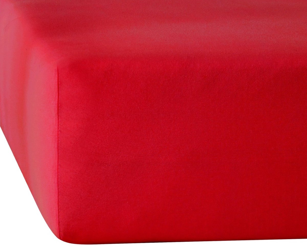 De Witte Lietaer Hoeslaken Elena Deep Red - 160 x 200/220 x h 30 - Katoen Jersey