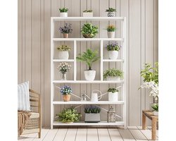 Boekenkast met 6 Planken – Staand Houten en Metalen Opbergrek voor Woonkamer, Slaapkamer en Kantoor – Vrijstaand Decoratief Rek Modern Design – HomeByNicole – 30 x 120 x 180 cm – Wit