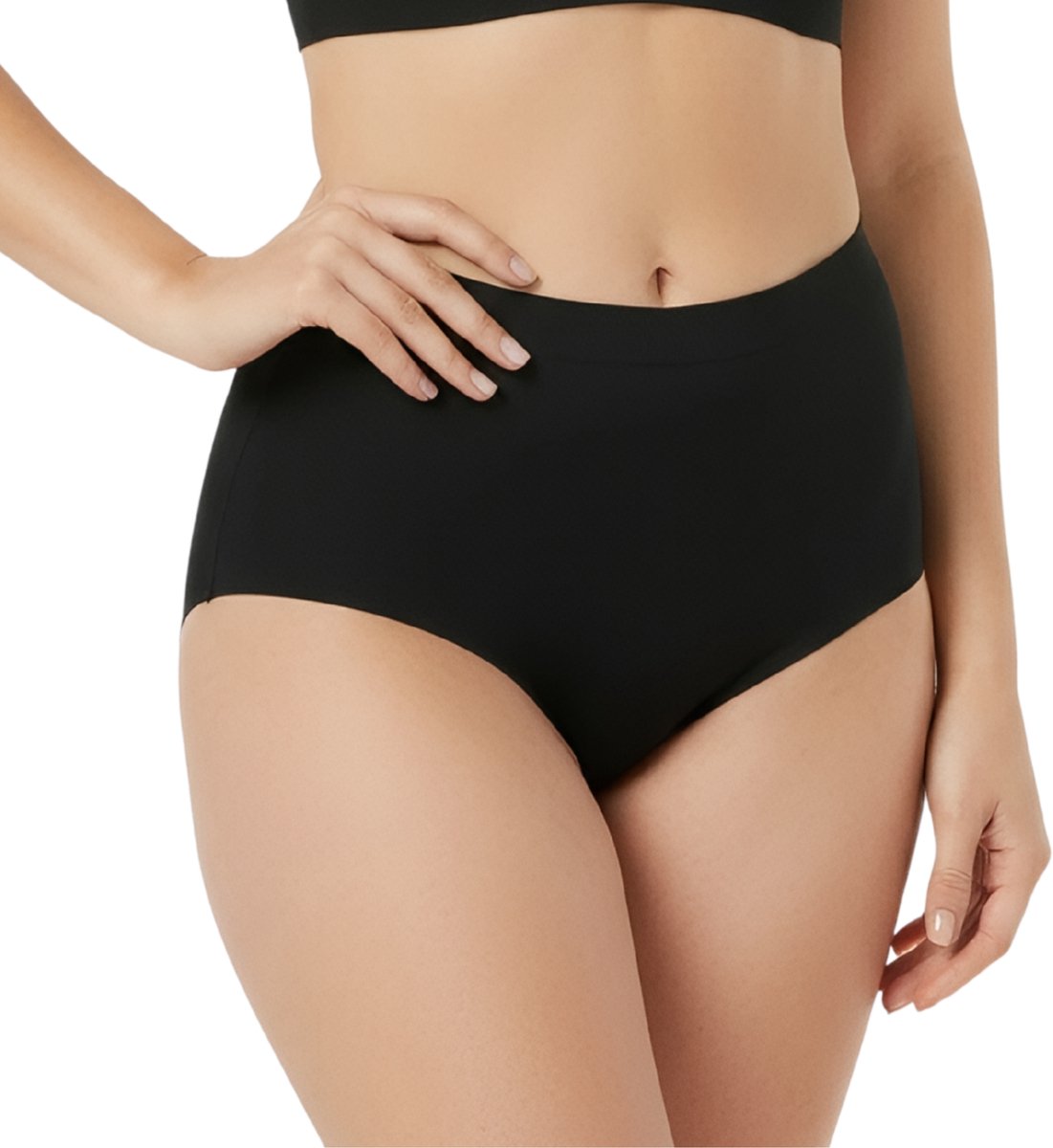 Naadloze High Waist Menstruatie Slip - Nova - 4 Laags - Maat M - Zwart - Lekvrij Menstruatie Ondergoed - Period Underwear - Bamboe Dames Ondergoed - Incontinentie Ondergoed - Wasbaar - Herbruikbare Inlegkruisjes - Naadloos - Incontinentiebr