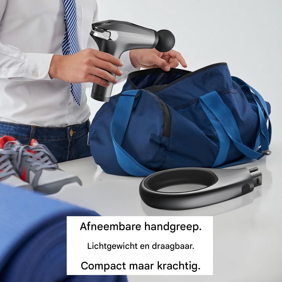 Spier massager pistool – percussie, 8 niveaus, verlengde handgreep,timer 15 min – diepe weefselontspanning – compact en krachtig – foto 6