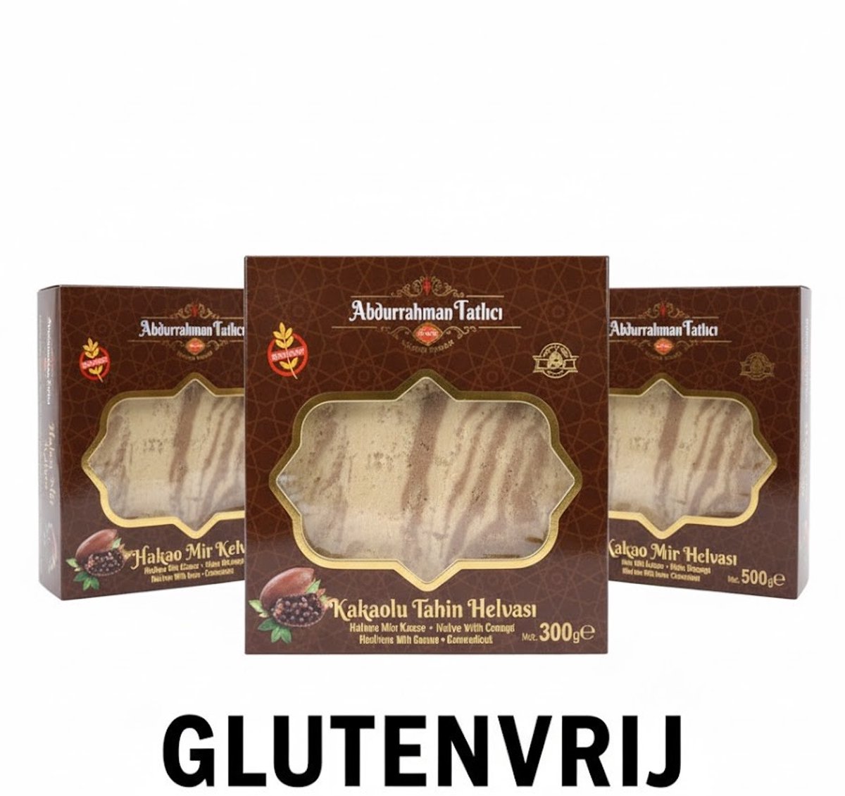 Abdurrahman Tatlıcı Cacao Tahini Halva 3x300g – Glutenvrij & Zonder Toevoegingen | 100% Natuurlijk - Kakaolu Tahin Helvası 3x300g – Glutensiz & Katkısız - Cocoa Tahini Halva 3x300g – Gluten-Free & Additive-Free Energy Booster & Healthy Sweet Snack