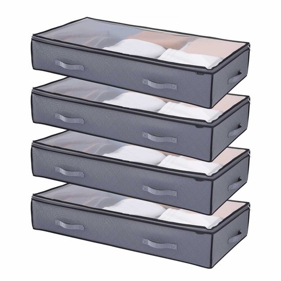 Novaliv Onderbedcommode met wieltjes, 3 stuks, 28 liter, opbergdoos, deksel, antraciet, nestbaar, stapelbaar, met clipsluiting, rolkist, BPA-vrij, 61 x 40 x 17 cm Novaliv Onderbedcommode met wieltjes, 3 stuks, 28 liter, opbergdoos, deksel, antraciet, nestbaar, stapelbaar, met clipsluiting, rolkist, BPA-vrij, 61 x 40 x 17 cm