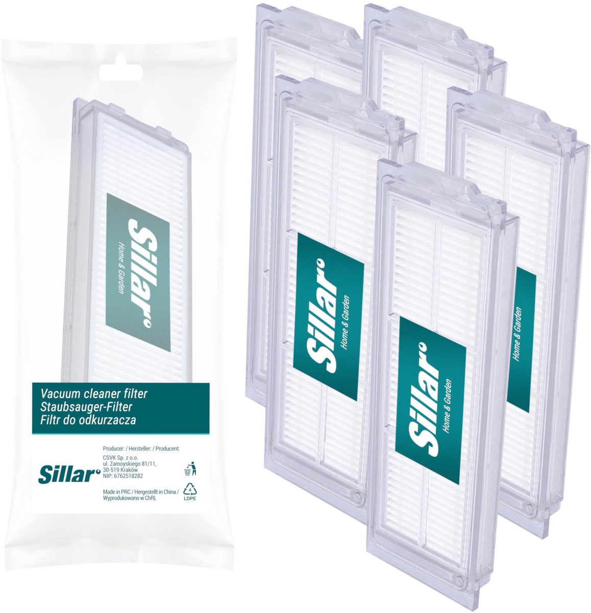 Sillar 5x stofzuigerfilters - luchtfilters voor Xiaomi robotstofzuiger - geschikt voor Xiaomi Mi Robot Vacuum Mop Pro Viomi V2 V3 SE - vervanging