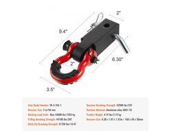 Aanhangwagenkoppelingsbeugel - D-Ring Trekhaakadapter - Voor 5 cm Ontvanger - Breeksterkte 24.000 kg - Met Borgpen - Robuust Staal