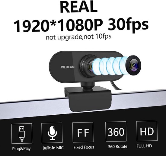 Webcam voor PC - 1080P Full HD - HD Pro Webcam - Voor Laptop en PC ...