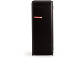 CREATE - Koelkast in retrostijl - Zwart - Handvat Terracotta - FRIDGE RETRO 281L