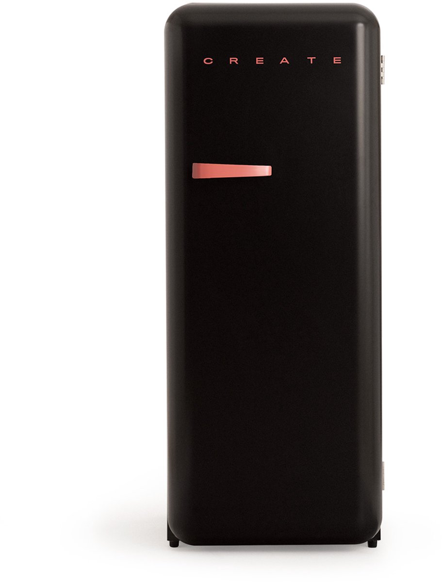 CREATE - Koelkast in retrostijl - Zwart - Handvat Terracotta - FRIDGE RETRO 281L