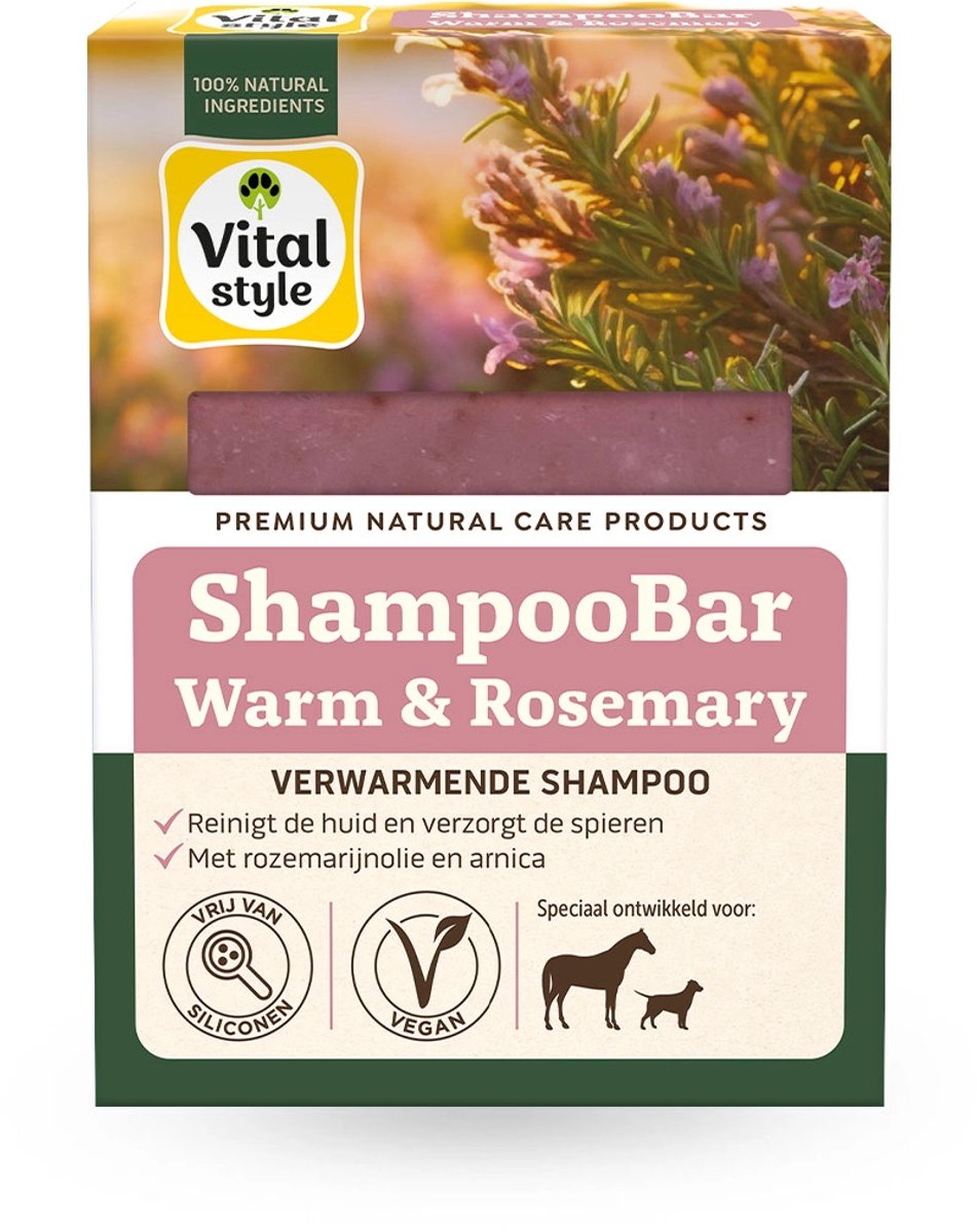 VITALstyle ShampooBar Warm & Rosemary - Hondenshampoo - Paardenshampoo - Verwarmend, Ter Verzorging Van De Spieren - Met o.a. Jeneverbes Olie & Arnica