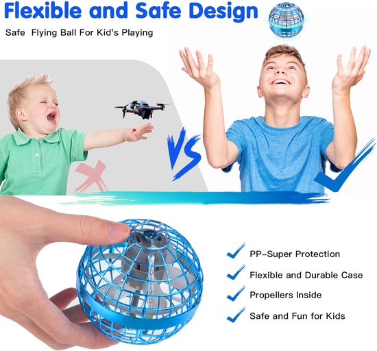 Zookao Flying Spinner Boule Volante Lumineuse Mini Drone Enfant 6-18 Ans, Cadeau Noël