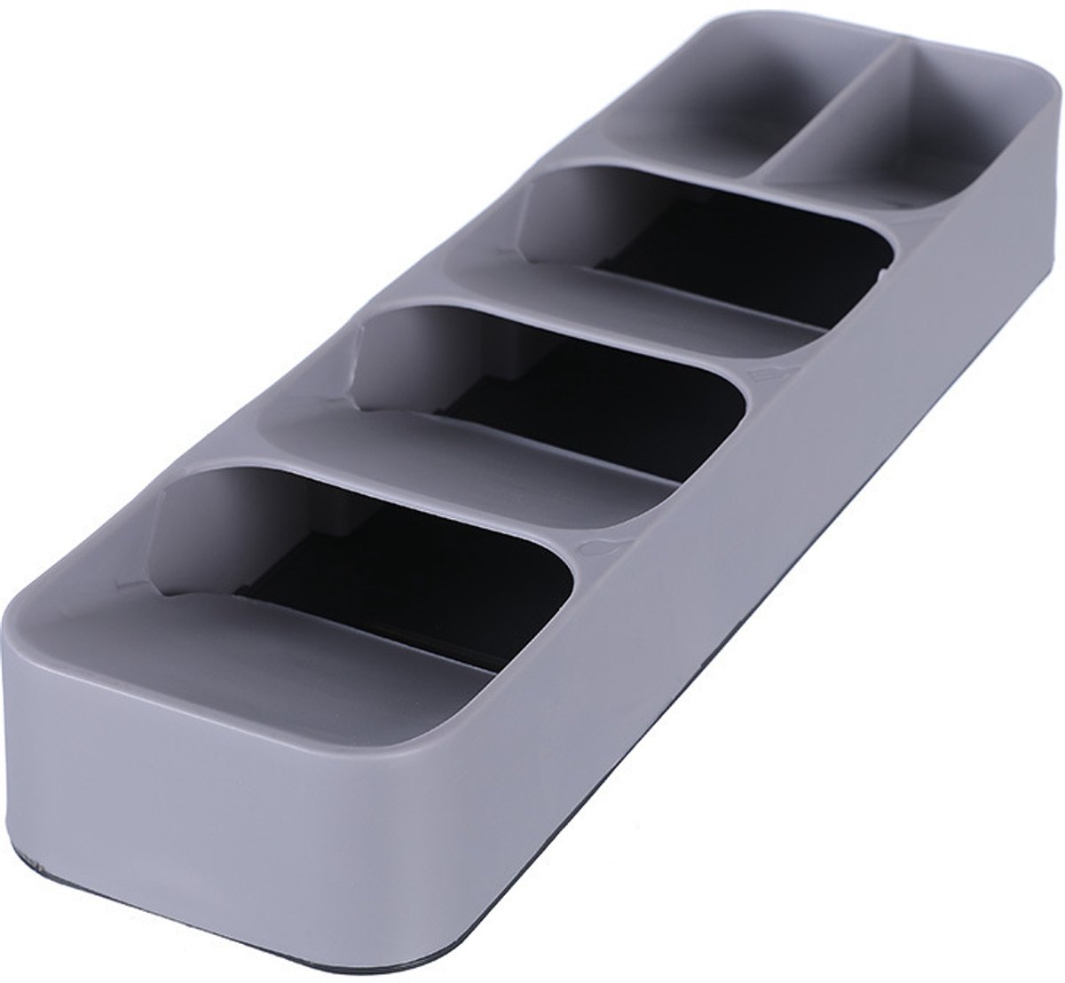 Compacte besteklade organizer, 5 compartimenten, voor 24+ stuks - Grijs