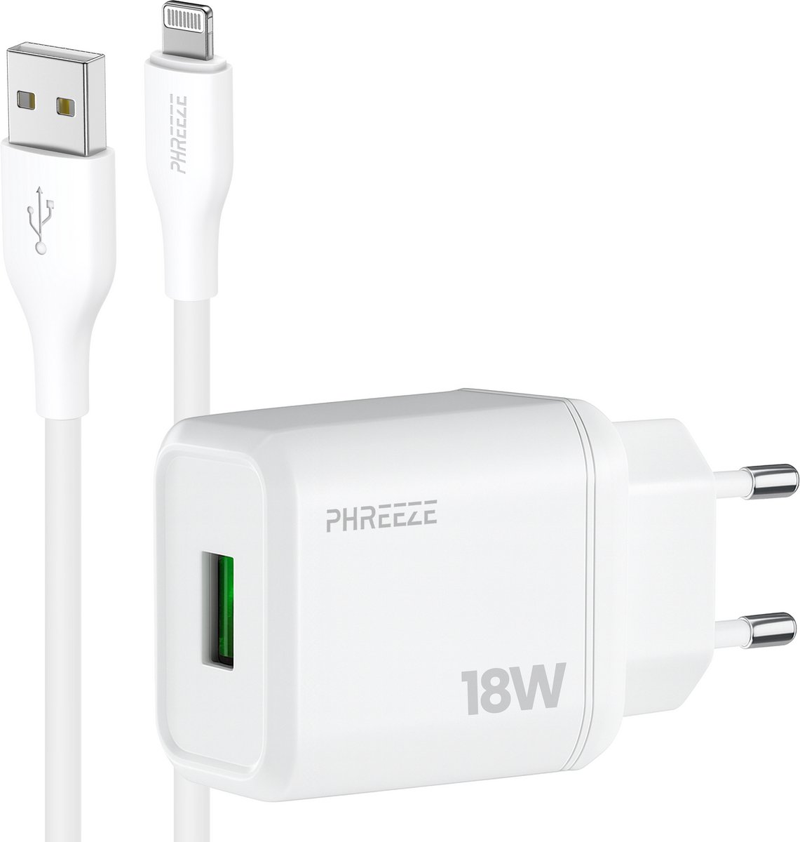 Phreeze usb lader geschikt voor iPhone en iPad met Lightning kabel - 5 V 3 A usb adapter