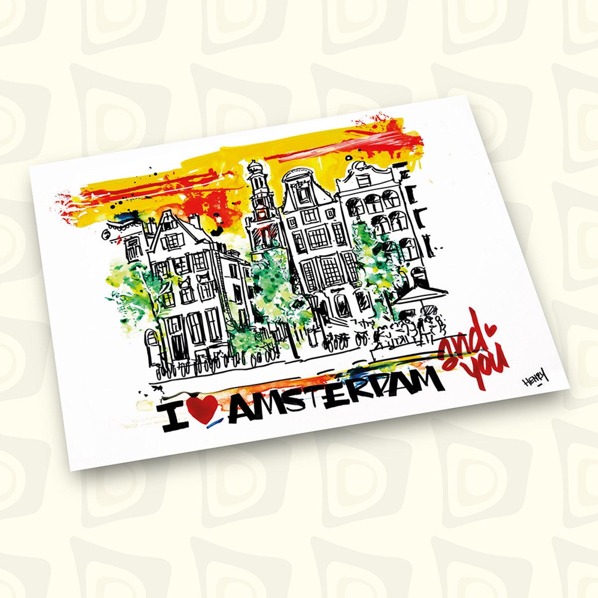 AMSTERDAM, "I love Amsterdam and you", UNIEKE ANSICHTKAART, 24 STUKS