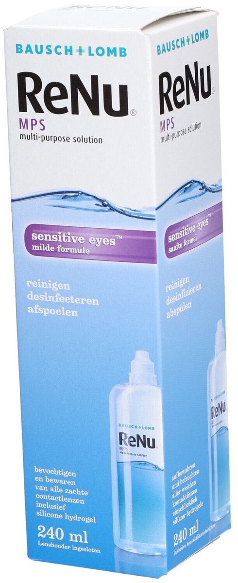 Bausch + Lomb - ReNu MPS Sensitive Eyes - Multifunctionele Lenzenvloeistof met lenzendoosje - Voor zachte lenzen - 6 x 240 ml