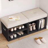 Banc à chaussures Guyii Meubella - Banc à chaussures multifonctionnel avec espace de rangement - Banc avec coussin - Étagère à chaussures et meuble de rangement, salon ou chambre - 100×35×42,5 cm