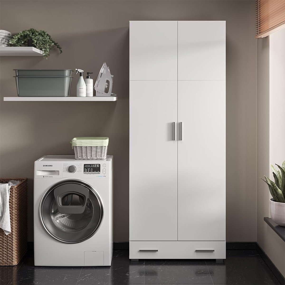 Multifunctionele hoge archiefkast "Ingo" met - 80x204 cm - Wit - "Ingo" lade, 80 x 204 - Medahomestore