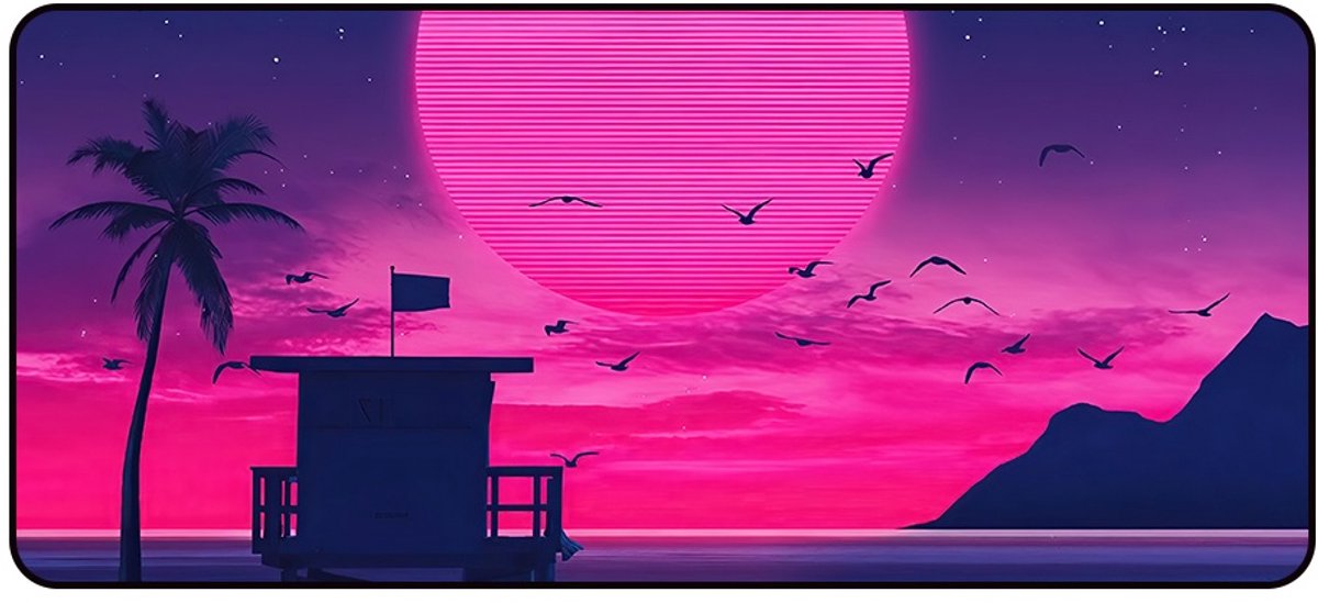Gaming Muismat XXL - Vice City - Polyester & Rubber - Antislip - 900x400mm