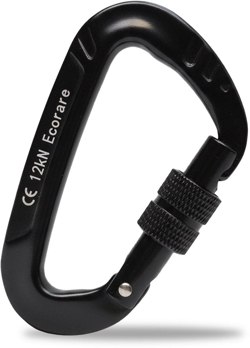 Ecorare - Karabijnhaak - 8 cm - Aluminium - Met turnlock - 12 kN carabiner