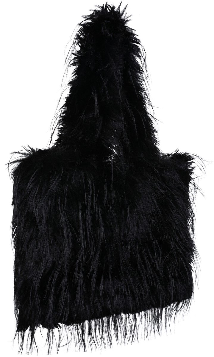 fluffy handtas – 100% polyester – zachte bonttas dames – 30 x 32 x 6 cm – ruime handtas – modieuze tas dames – cozy tas – teddy bag – trendy handtas voor dagelijks gebruik – furry tas dames - zwart