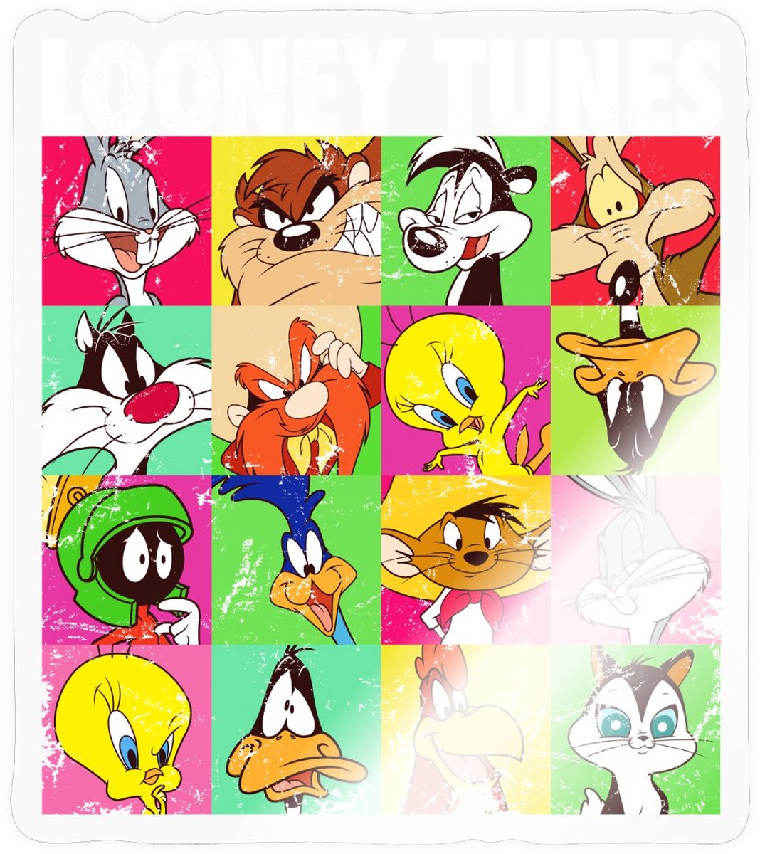 Looney Tunes Karakters Collage Sticker maat S (10 x 10 cm)