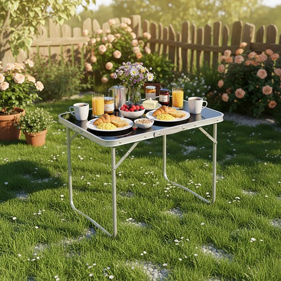 Campingtafel inklapbaar - 68,5x70x50 cm - lichtgewicht - zwart — afbeelding 4