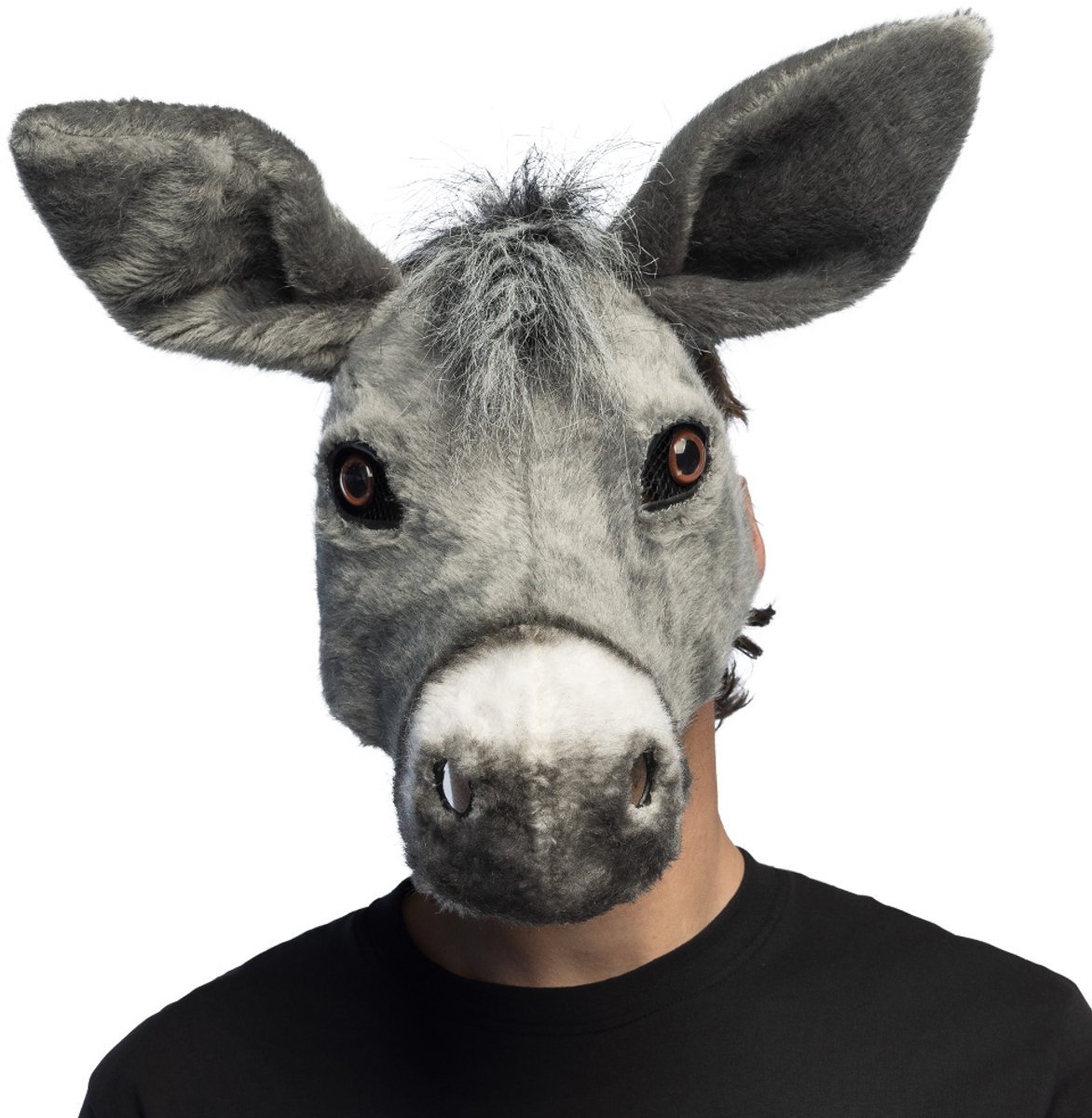 Boland - Pluchen masker Ezel Grijs - Volwassenen - Ezel - Grappig en Fout - Carnaval - Themafeest