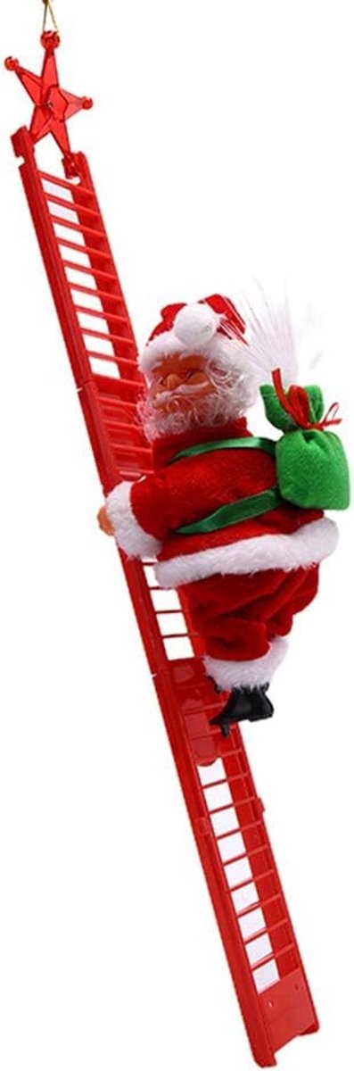 Daity Elektrische Kerstman-klimladder met muziek, op batterijen, hangend kerstboomornament - Kerstfeestartikelen