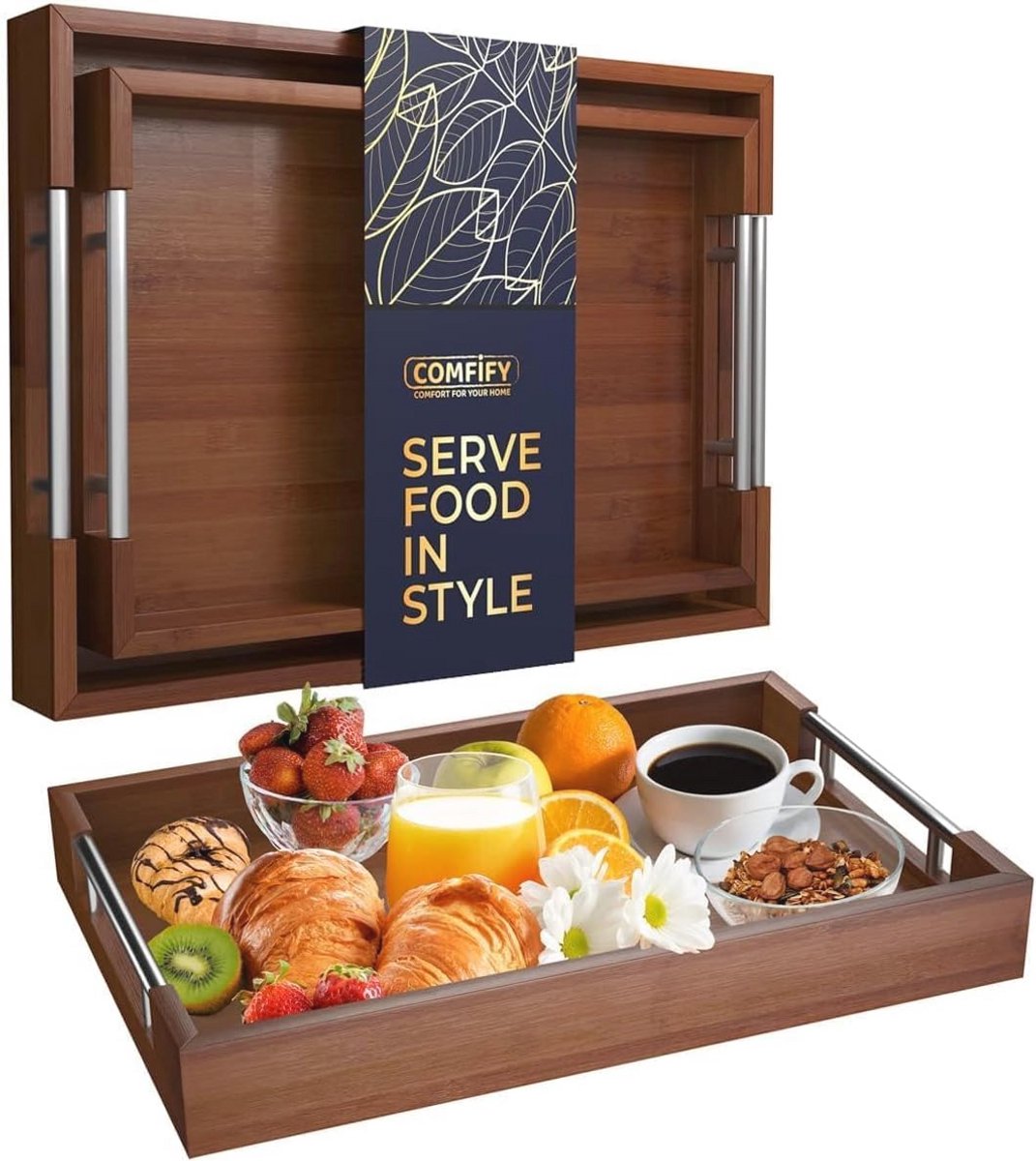 Moderne Bamboe Dientray Set - Bruin