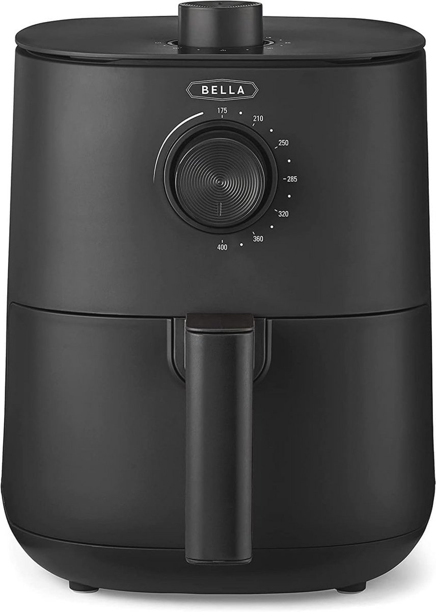 Handmatige heteluchtfriteuse - Olievrij Frituren, Afwasmachine Bestendige Antiaanbakpan en Frituurrek, Matte Zwart