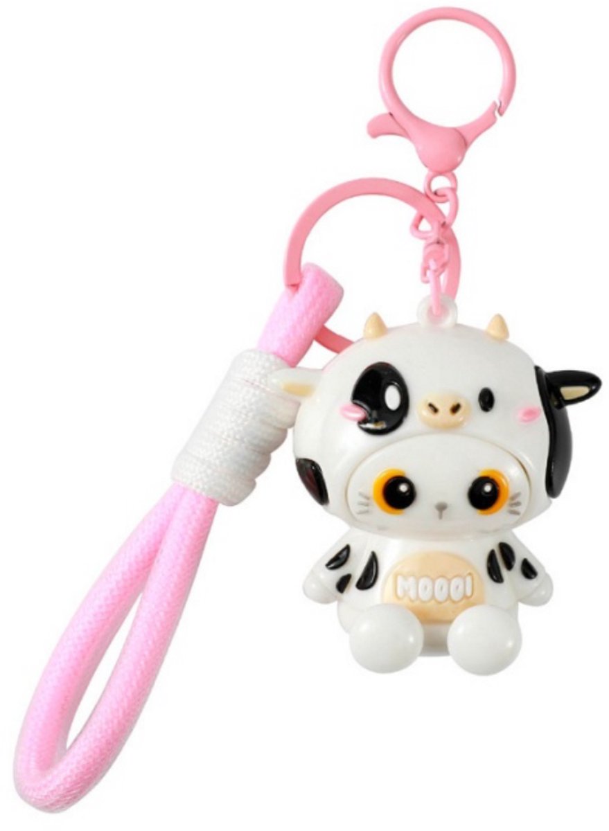 iTotal Sleutelhanger Hoodie Koe Keychain COW Plastic and Metal 4.5x4.0x5.4cm