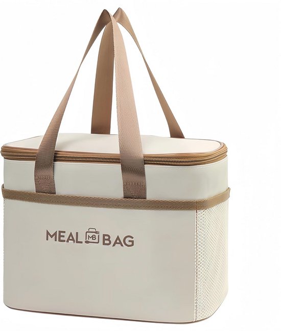 Lot De 2 Sacs Isothermes Pliables Avec Cordon De Serrage Beige Et Gris - Parfaits Pour Travail, École Et Voyages