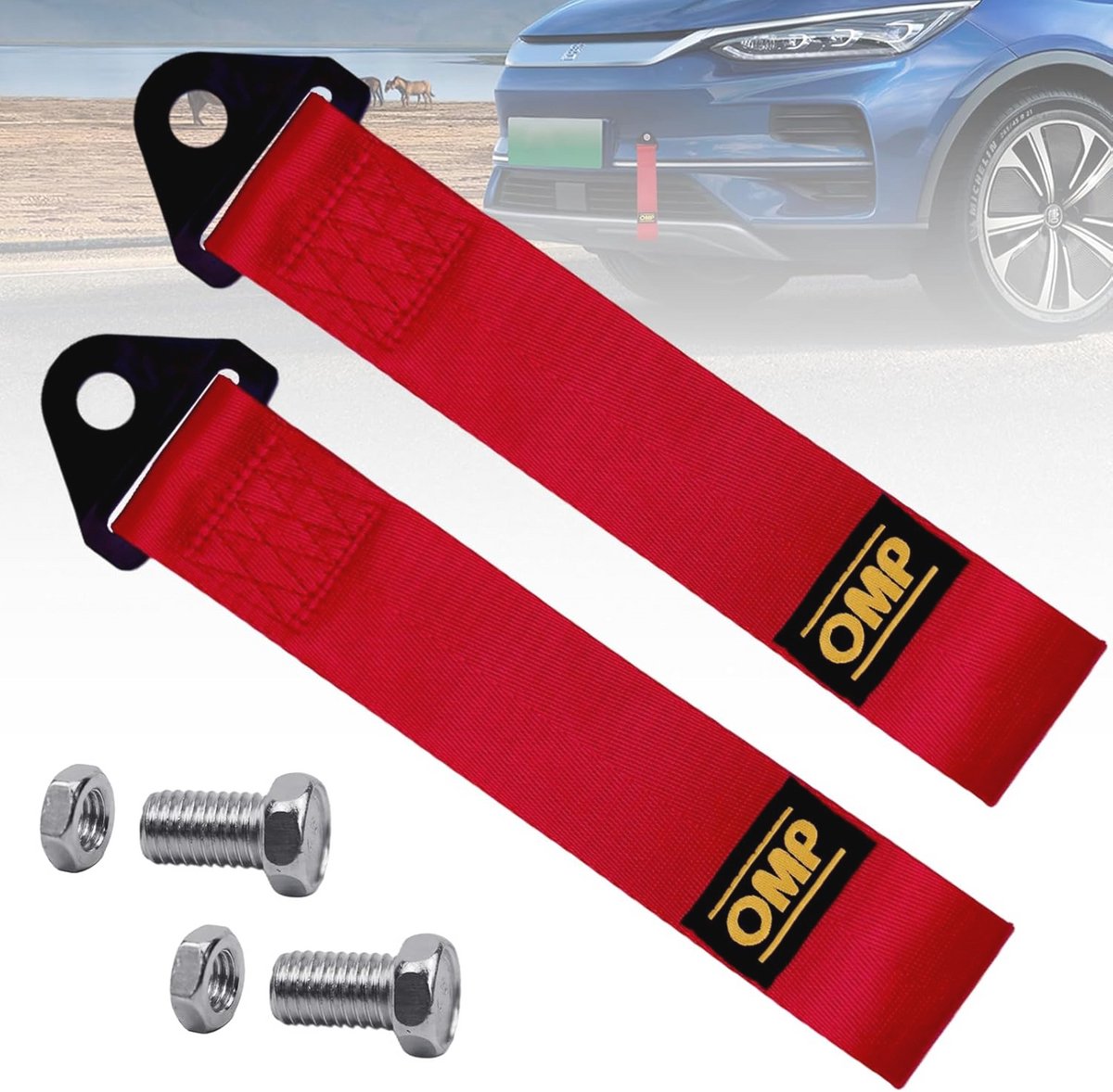 Sleepkabels voor racewagens - 2 stuks, sterke nylon trekkabels, universele bumpersleeptouwen