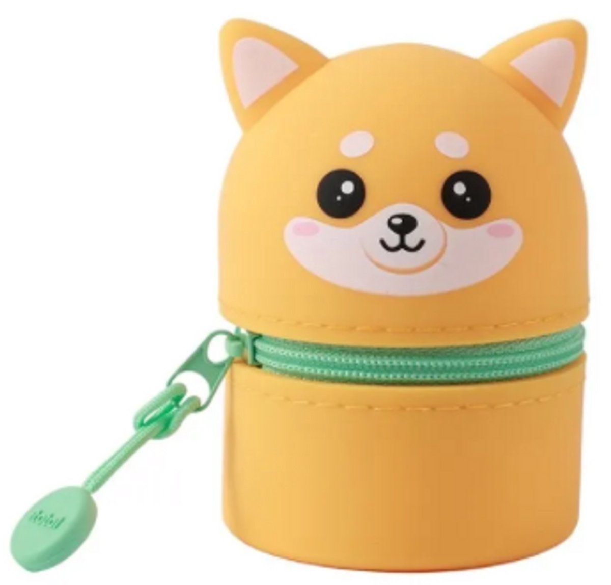 iTotal Mini silicone pencil case SHIBAHond Zachte siliconen etui voor school, uitbreidbaar met contourvorm 6.0x6.0x8.5cm 53gr