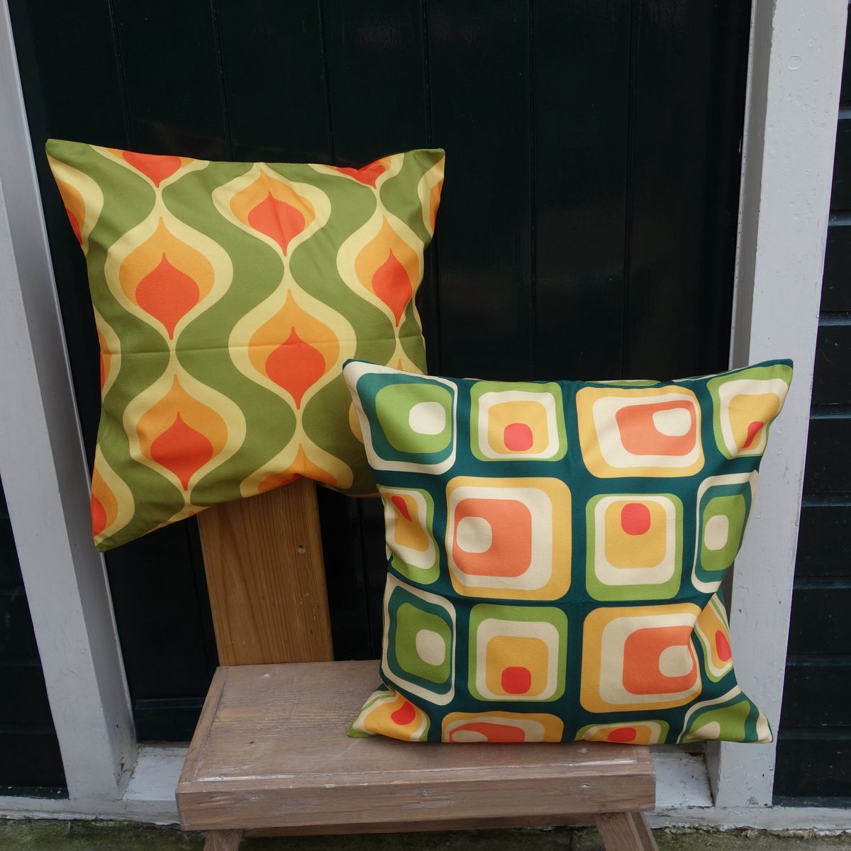 Kussenhoezen - Retro kussenhoes set van 2 - Formaat 45 x 45 cm - Exclusief binnenkussen