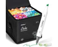 foto van Ohuhu Oahu 100 kleuren Alcohol Art Markers Fine & Chisel