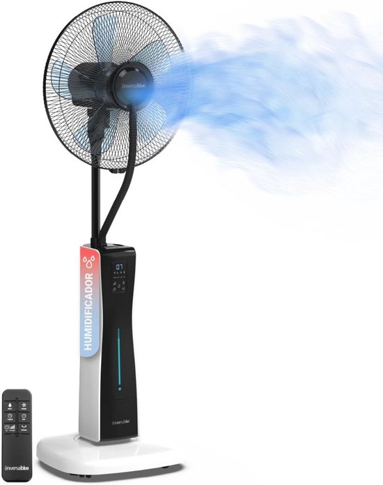 KESSER® Frosty Staande ventilator met water ultrasone sproeinevel waterkoeling, incl. afstandsbediening timerfunctie, luchtbevochtiger stil, nevelfunctie, kamerbevochtiger, staande ventilator, wit