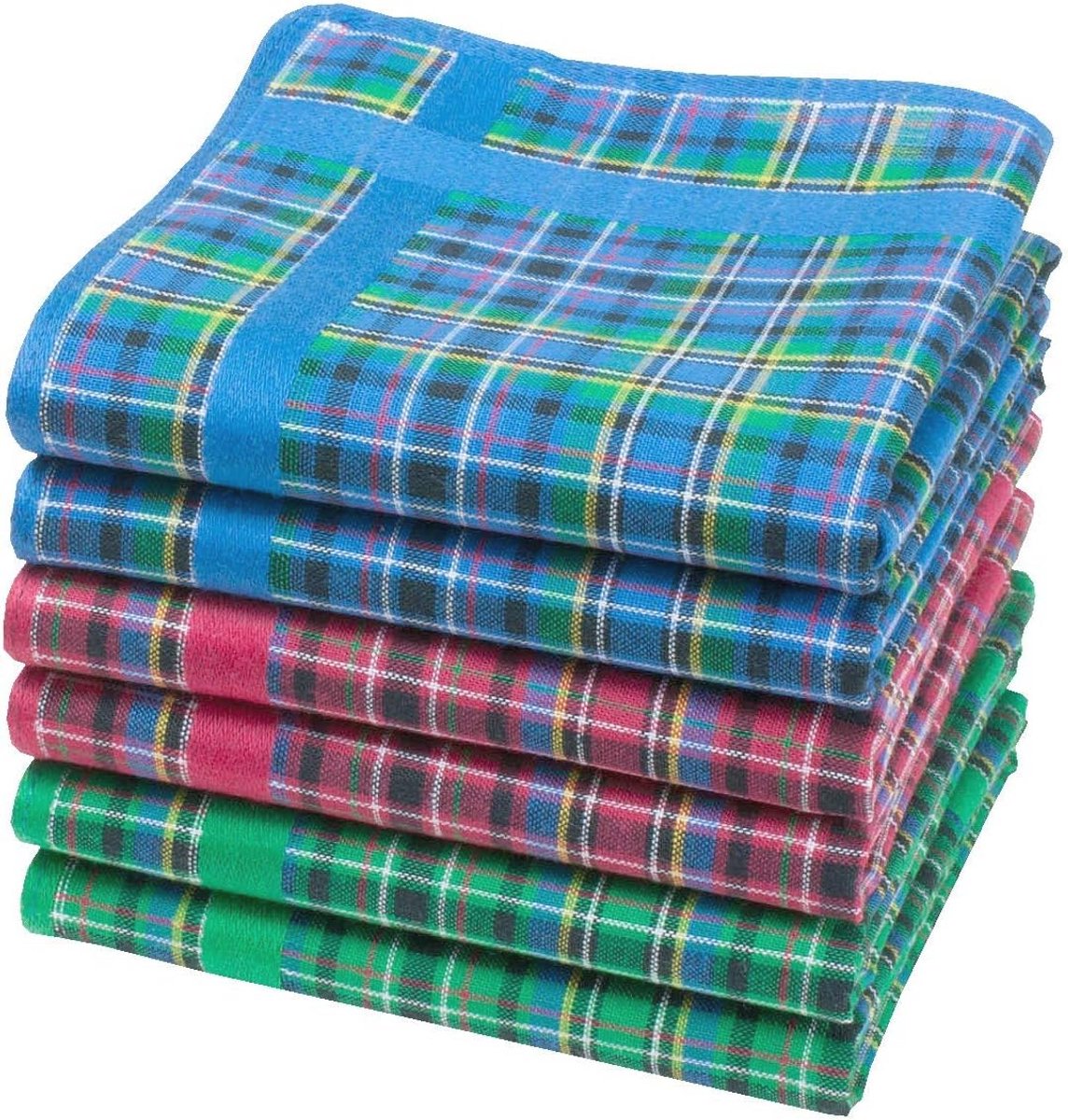 Meerkleurige Schotse Zakdoeken - 100% Katoen - 6 Stuks - Klein Formaat 28 cm