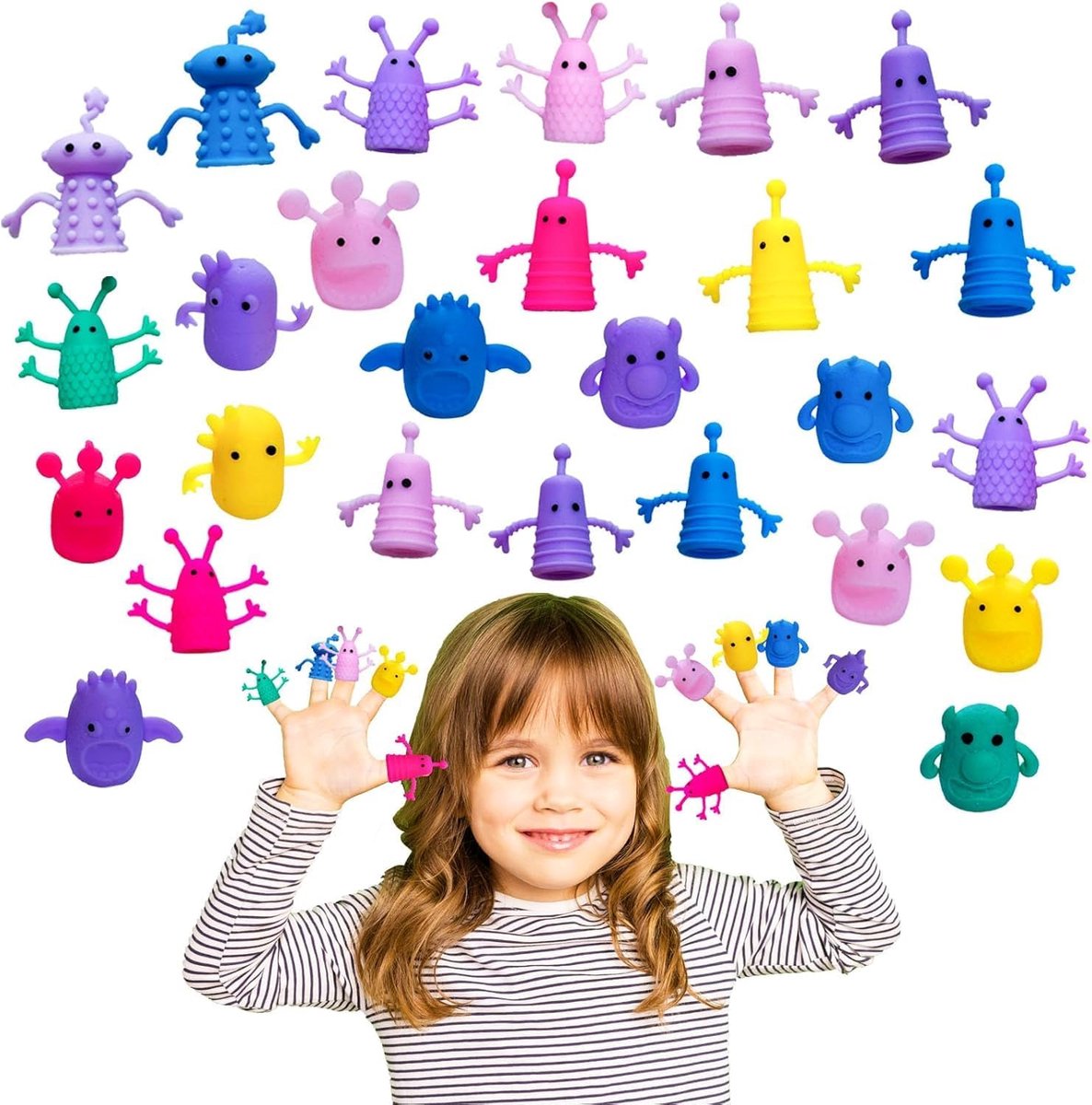 24 Stuks Vingerpoppen Set - Grappige Monster Vingerpoppen - Schattige Kleine Vingerpoppen - Rubber Bad Speelgoed - Cadeau voor Kinderen - Kerst - Verjaardag - Feestzak Vulling