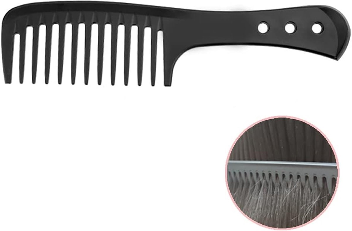 Wide Tooth Comb - Antistatic Carbon Hair Comb - Haarverzorging - Kam voor dik haar