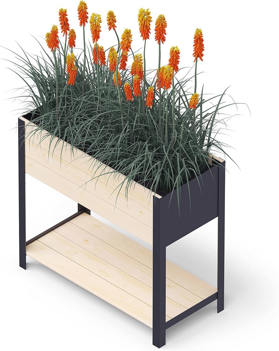 Verhoogd Bloembed van Hout voor Balkon en Tuin - Ergonomisch Plantenbak voor Groenten en Kruiden 78 x 36 x 72 cm