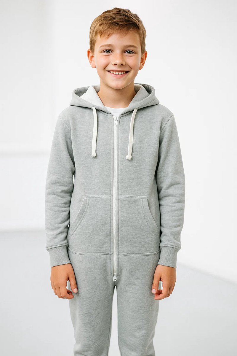 Grijze Onesie kinderen - Onesie Jongens - Onesie Meisjes - Maat 158