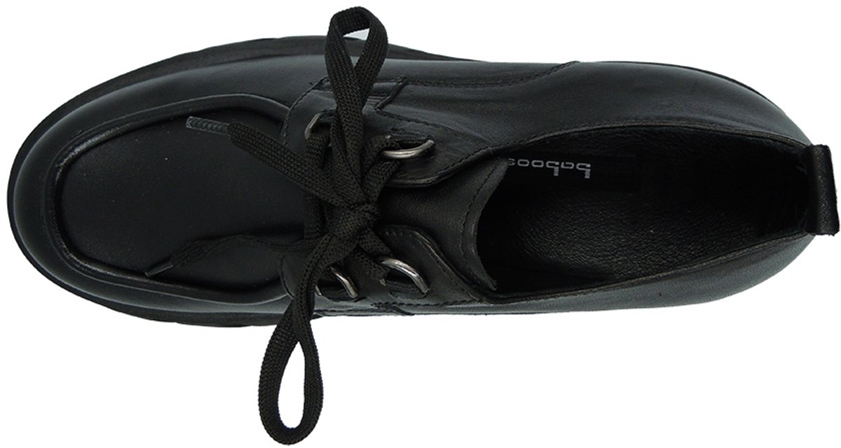 Dames Chunky Lace-Up Schoenen – Echt Leer – Zwarte Plateau Zool – Trendy & Comfortabel-Veterschoenen
