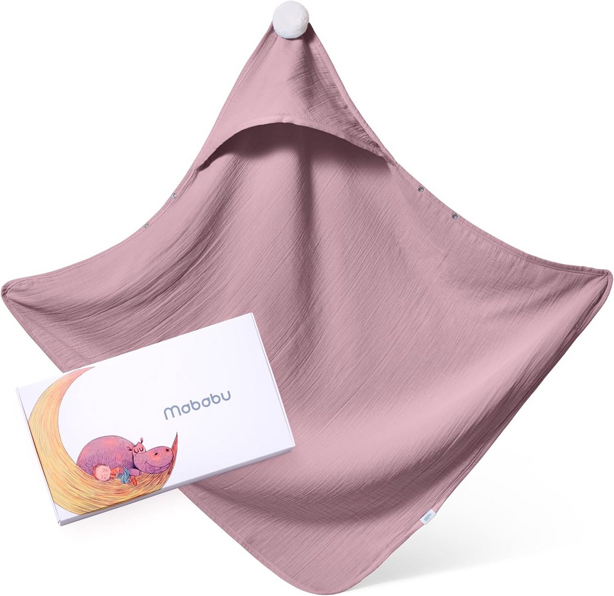 Baby Handdoek met Kap - GOTS Biologisch Katoen - 75x75 cm - Dusty Rose