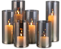 Windlicht set van 6 glazen kandelaren voor buiten - moderne 