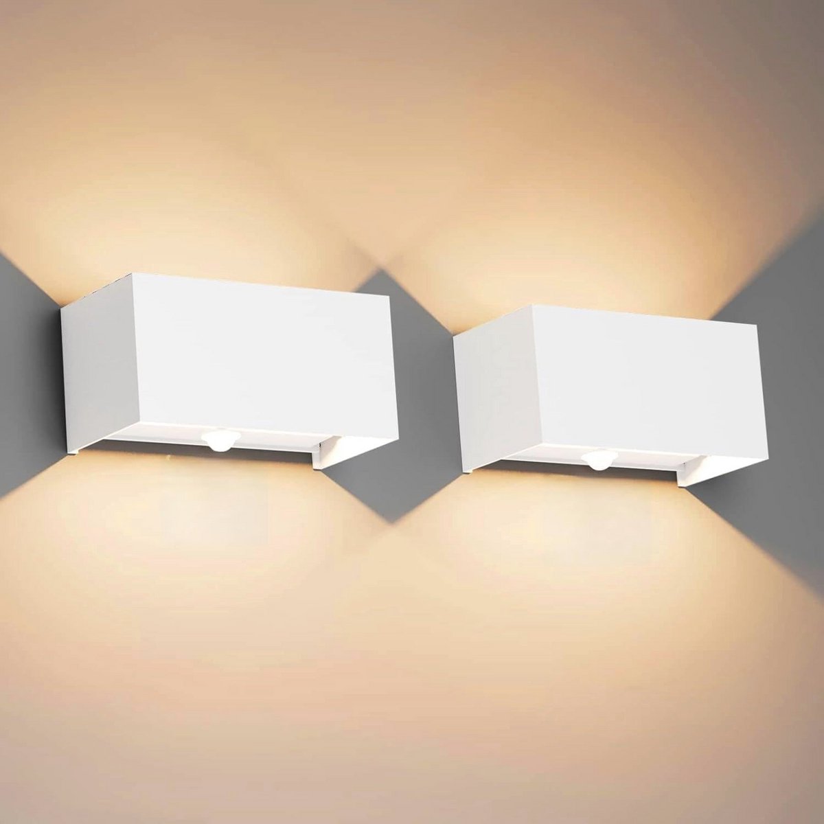 Wandlamp met Bewegingsmelder 24W, 2 Stuks, IP65 Waterdicht voor Binnen en Buiten, 3000K Warm Wit