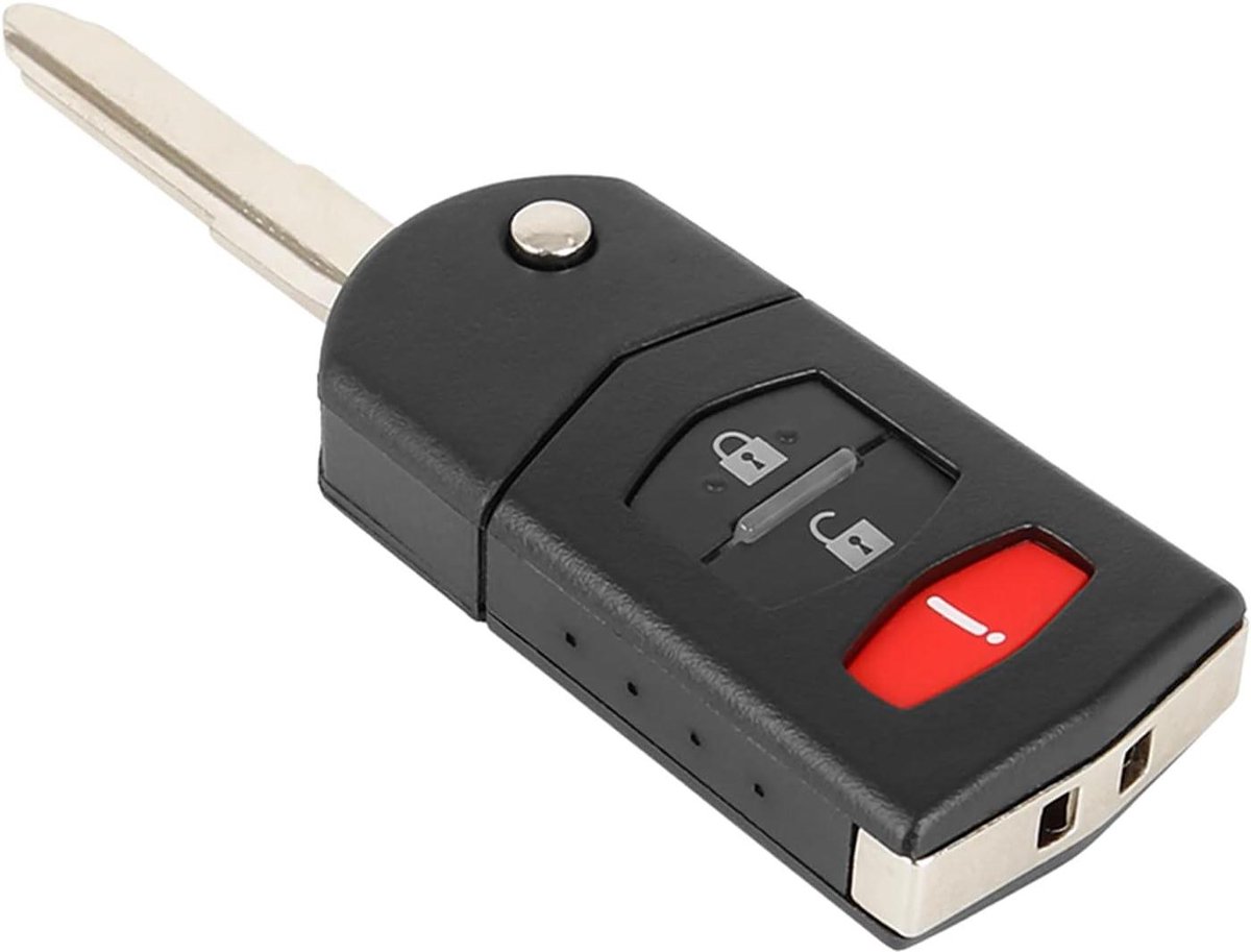 E-Ambar - Sleutelhoes voor auto afstandsbediening met 3 knoppen en blade - Mazda 2 3 5 CX-7 CX-9 - BGBX1T478 Reservedoos
