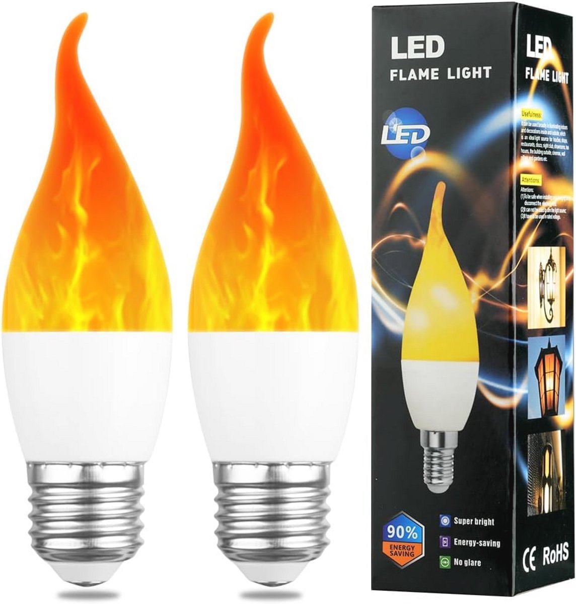 LED Gloeilamp E27 2W Warm Geel 1400K 3 Lichtmodi voor Huis en Tuin