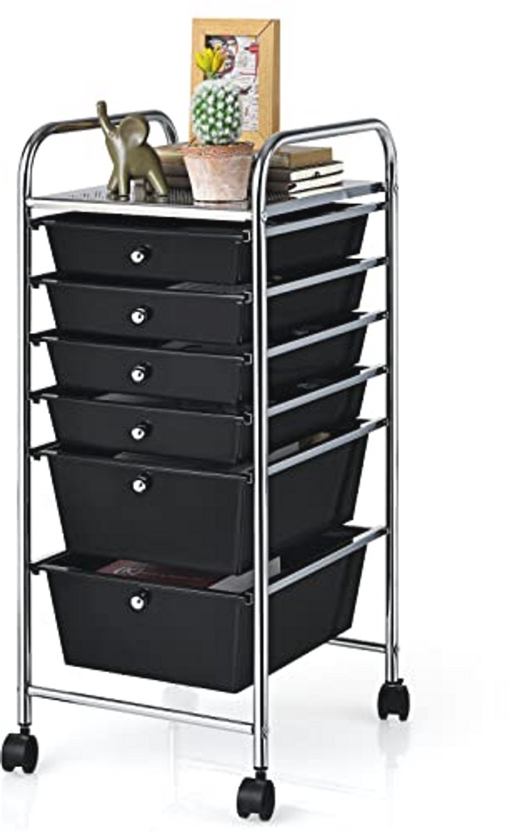 Rollende opbergkar met 6 laden - Mobiele organizer voor gereedschap en kantoorbenodigdheden
